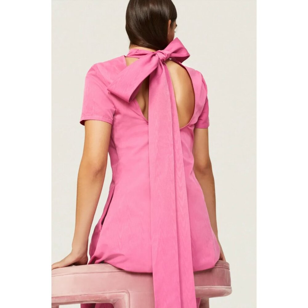 NWT Staud Ilana in Lollipop Pink Taffeta Tie Back A-line Maxi Dress S $375 - Picture 14 of 15